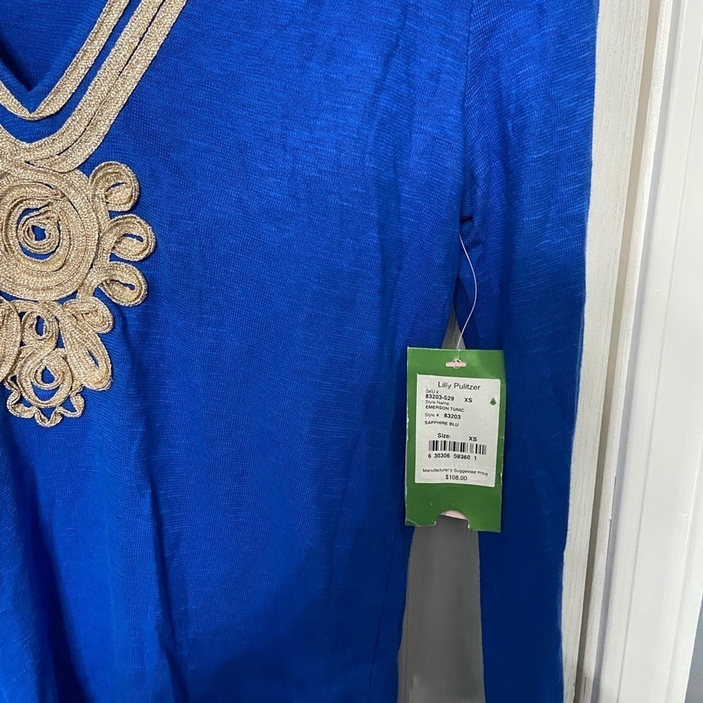 NEW Lilly Pulitzer Womens Long Sleeve Sapphire Blue Emerson Blouse Tunic Size XS - Picture 6 of 7